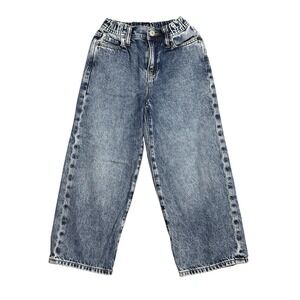 Gap Kids Baggy Jeans Blue Acid Wash Wide Leg Denim Pant Size 6 High Rise Relaxed